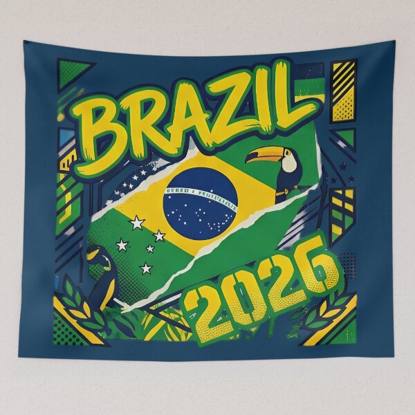 Item preview, Brazil 2026 Pride - Vibrant Flag and Toucan Soccer Fan Art designed and sold by digitalbob60.