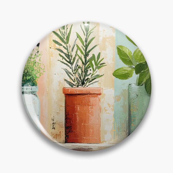 Item preview, Rustic Herb Garden Display - Potted Botanical Herbs Basil, Lavender, Rosemary designed and sold by OlfactoART Studio.