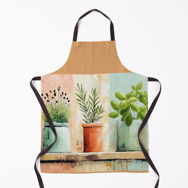 Item preview, Rustic Herb Garden Display - Potted Botanical Herbs Basil, Lavender, Rosemary designed and sold by OlfactoART Studio.