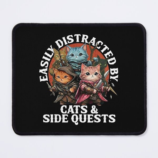 Item preview, Gamer Easily Distracted by Cats and Side Quests  designed and sold by gear-posters.