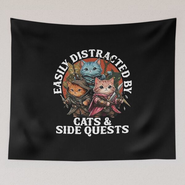 Item preview, Gamer Easily Distracted by Cats and Side Quests  designed and sold by gear-posters.