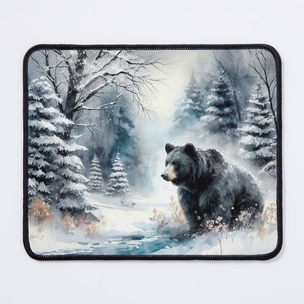 Item preview, Black Bear in a Snowy Forest designed and sold by SalonOfArt.