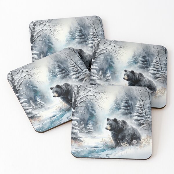 Item preview, Black Bear in a Snowy Forest designed and sold by SalonOfArt.