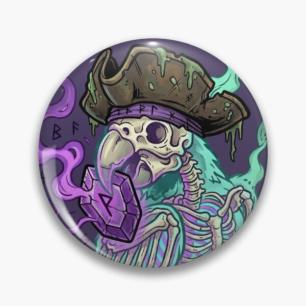 Item preview, Spectral Pirate Parrot - Undead Skeleton Tattoo Art designed and sold by PerfectTerrible.
