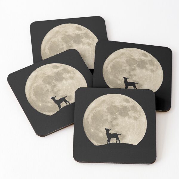 Item preview, Baby goat gazing at moon silhouette  designed and sold by CritterCapers.