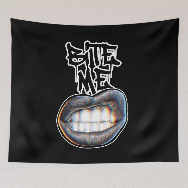 Item preview, Bite Me Urban Graffiti Lips Black - Street Art Glitch Style designed and sold by alessandramtoro_shop.