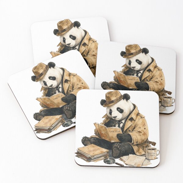 Item preview, Cute Giant Panda Detective True Crime Vintage Art designed and sold by LazyBearStudio..