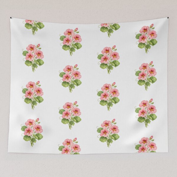 Item preview, Watercolor Pink Nasturtium Flowers  designed and sold by silviaol.