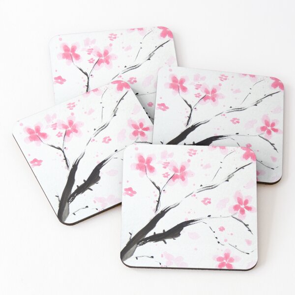 Item preview, Sumi-e Inspired Cherry Blossoms | Zen Watercolor Sakura Painting  designed and sold by AngelaMarieArt.