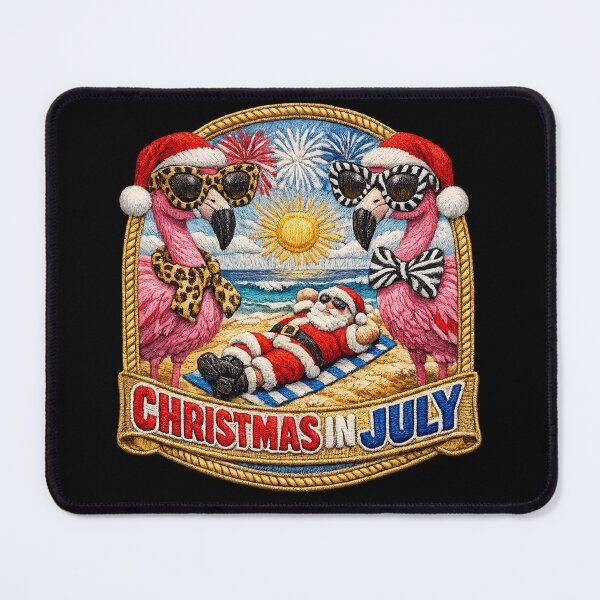 Item preview, Christmas in July Flamingo Santa Summer Tropical Christmas Pink Flamingo designed and sold by Youngkev-arts.