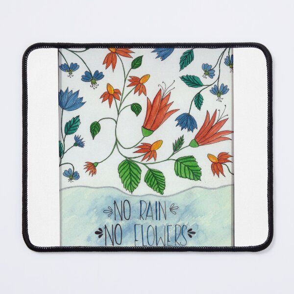 Item preview, No Rain No Flowers Floral Quote Illustration designed and sold by aleenaroseart.