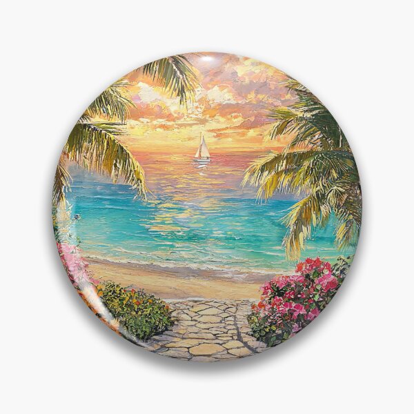 Item preview, Elegant Tropical Paradise Sunset designed and sold by BrickByDream.