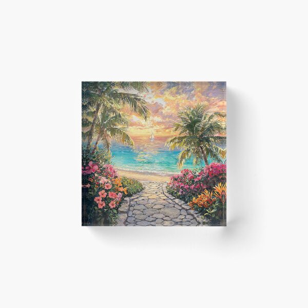 Item preview, Elegant Tropical Paradise Sunset designed and sold by BrickByDream.