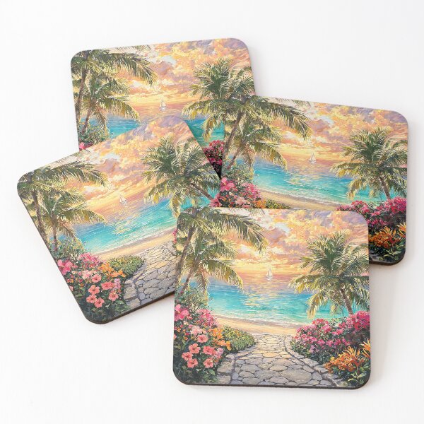 Item preview, Elegant Tropical Paradise Sunset designed and sold by BrickByDream.