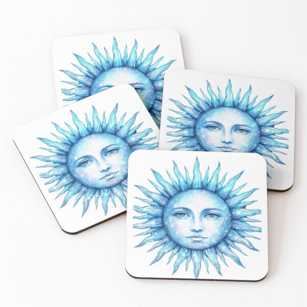 Item preview, Cool Celestial Sun – Silver Blue Cosmic Glow Artwork designed and sold by Aurora & Ink Artworks .
