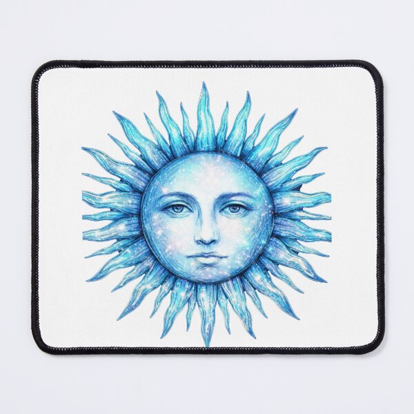 Item preview, Cool Celestial Sun – Silver Blue Cosmic Glow Artwork designed and sold by Aurora & Ink Artworks .