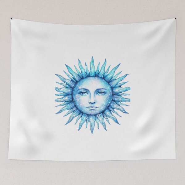 Item preview, Cool Celestial Sun – Silver Blue Cosmic Glow Artwork designed and sold by Aurora & Ink Artworks .