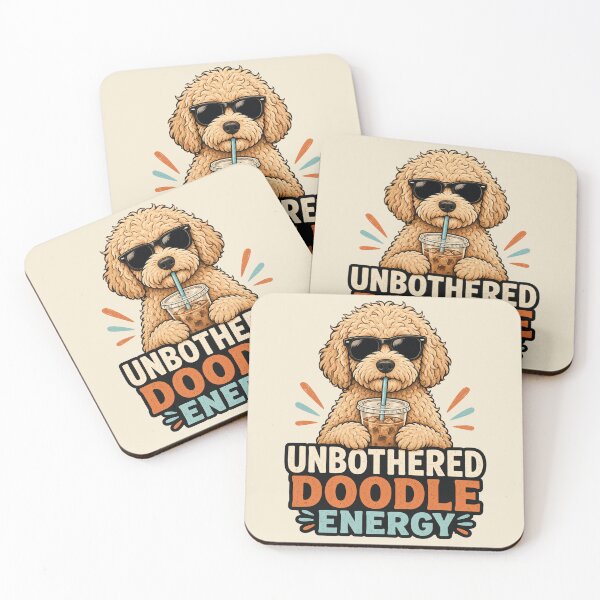 Item preview, Unbothered Doodle Energy Funny Dog Coffee designed and sold by POD DYNASTY | Original Print On Demand T-Shirt Graphics.