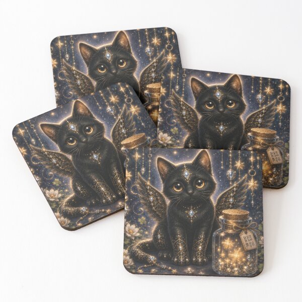 Item preview, Starlight Good Fortune Guardian Black Cat Dreamscape designed and sold by Mindworx21.