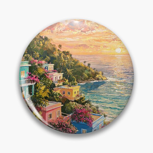 Item preview, Colorful Sunset Over Beachside Village designed and sold by BrickByDream.