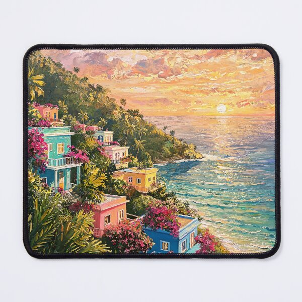 Item preview, Colorful Sunset Over Beachside Village designed and sold by BrickByDream.