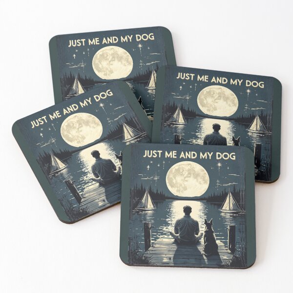 Item preview, Just Me And My Dog Full Moon Lake Night designed and sold by Flirt-Teez.
