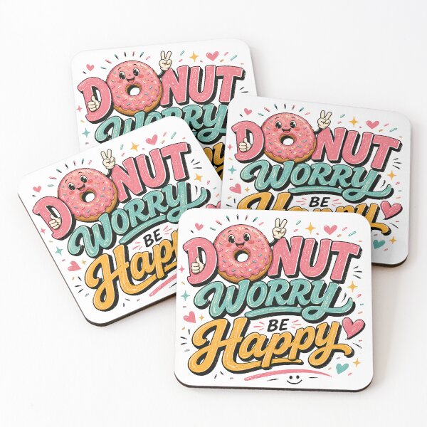 Item preview, Donut Worry Be Happy Typography Cute Food Pun Design designed and sold by ILYASSE1.