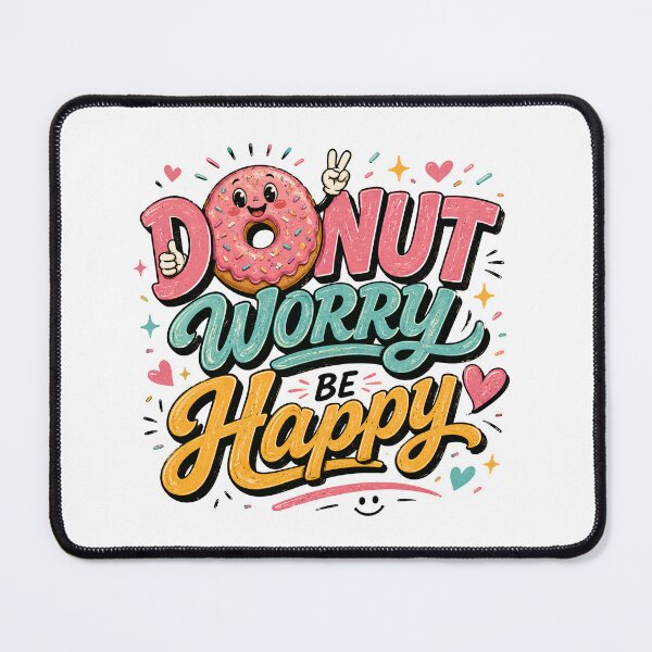 Item preview, Donut Worry Be Happy Typography Cute Food Pun Design designed and sold by ILYASSE1.