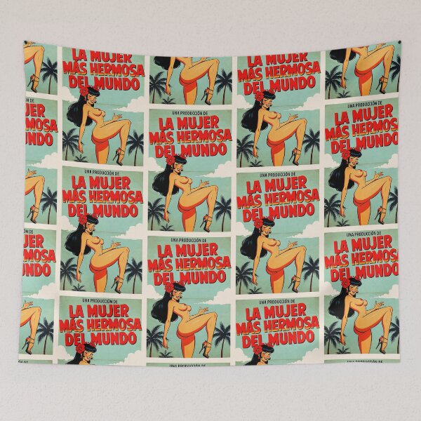 Item preview, Retro Pinup La Mujer Más Hermosa Poster designed and sold by HappyOops.
