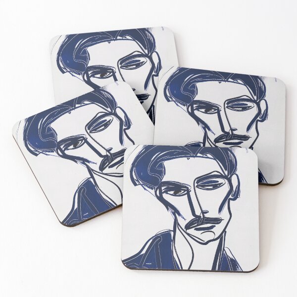 Item preview, British man, portrait - Blue Abstract Art designed and sold by shadow-bloom.
