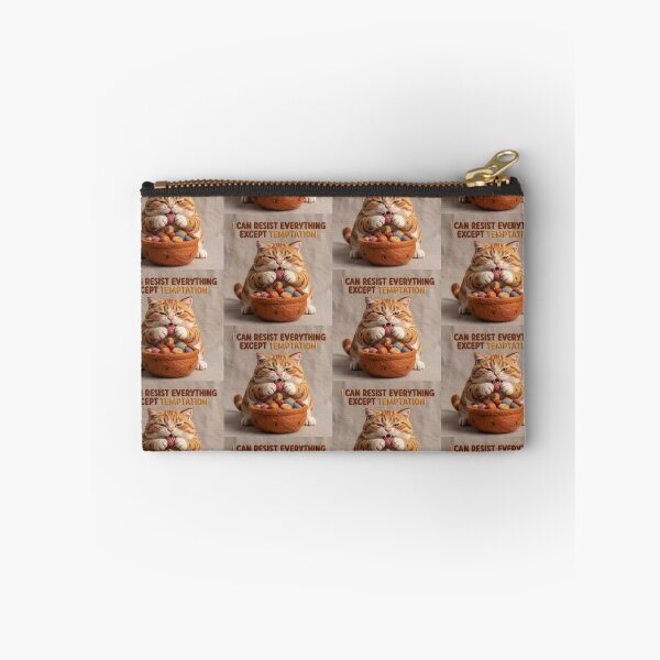 Item preview, Oscar Wilde Cat Illustration, Funny Fat Cat Eating Food, “I Can Resist Anything Except Temptation” Quote Art, Literary Humor Gift, Aesthetic Wool Style Cat Print designed and sold by Donsean22.