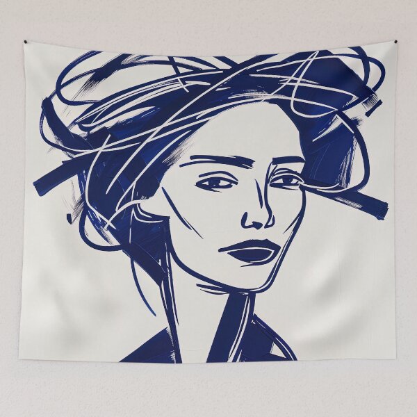 Item preview, British woman - Blue Abstract Art designed and sold by shadow-bloom.