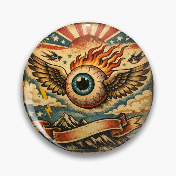 Item preview, Traditional Tattoo Flying Eye and Sunburst designed and sold by dragonmotor7.
