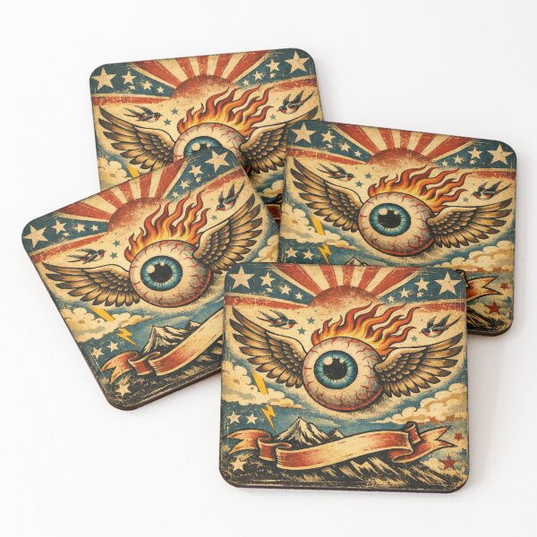 Item preview, Traditional Tattoo Flying Eye and Sunburst designed and sold by dragonmotor7.