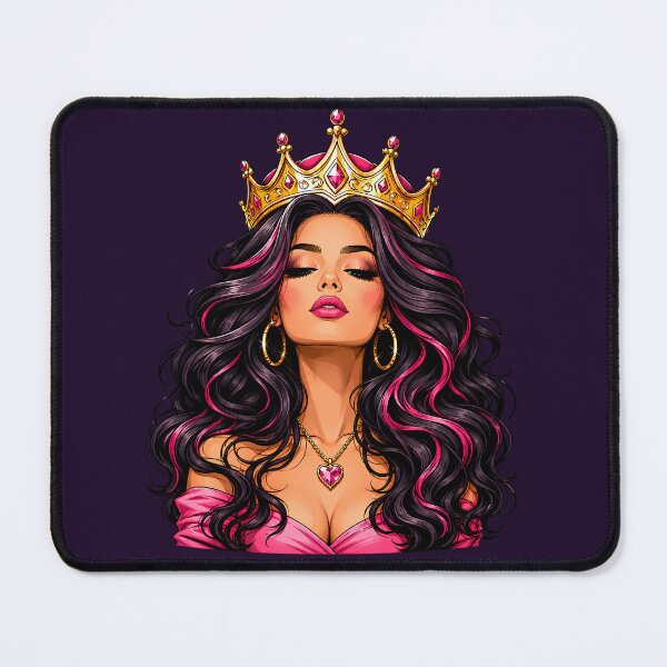Item preview, Queen Energy Glamour Portrait – Pink Crown Goddess, Luxury Feminine Power Art designed and sold by Jankes88.