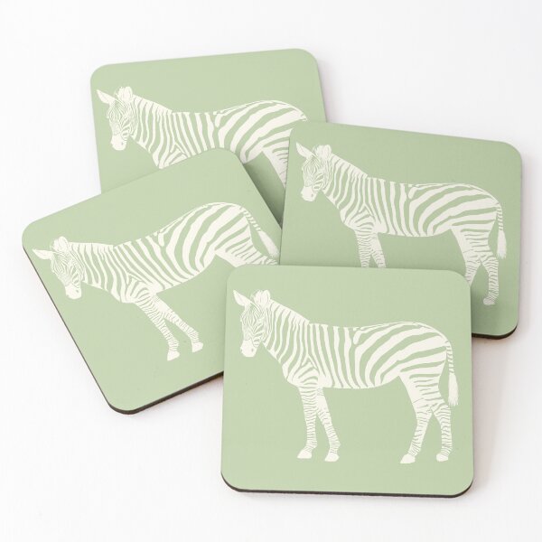 Item preview, Cream Monochrome Zebra on Sage Green Scandinavian Style Animal Illustration designed and sold by Nasdigitalart.