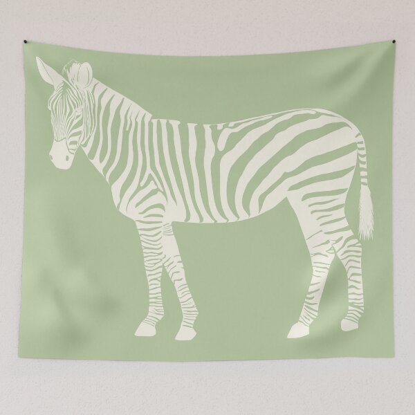 Item preview, Cream Monochrome Zebra on Sage Green Scandinavian Style Animal Illustration designed and sold by Nasdigitalart.