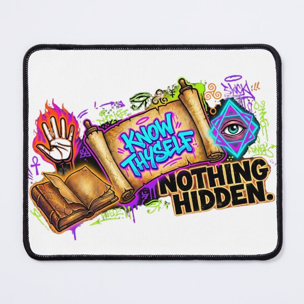 Item preview, Know Thyself, Nothing Hidden – Esoteric Wisdom Graffiti Art | Neon Occult Streetwear Design | All-Seeing Eye & Ancient Symbols designed and sold by Rebel Fusion.