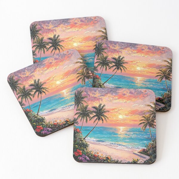 Item preview, Tropical Sunset Over Ocean designed and sold by BrickByDream.