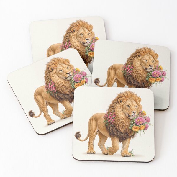 Item preview, Majestic Lion Carrying a Bouquet of Flowers designed and sold by Xthes.