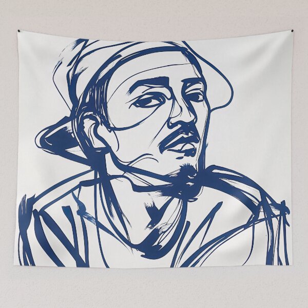 Item preview, Bruneian man, portrait - Blue Abstract Art designed and sold by shadow-bloom.