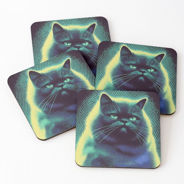 Item preview, Neon Glow Pop Art Boss Cat  designed and sold by ClubVacay.