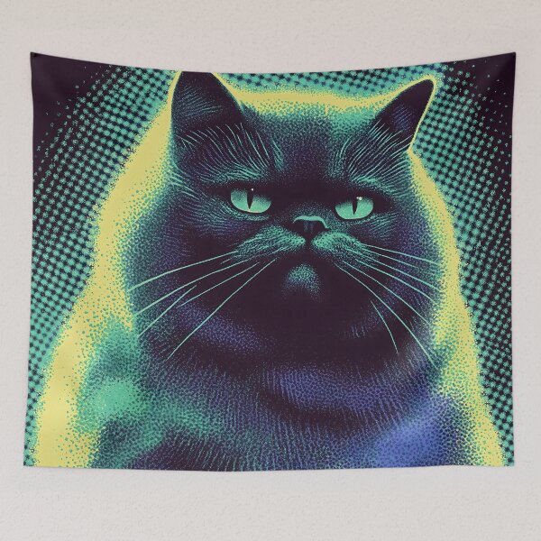 Item preview, Neon Glow Pop Art Boss Cat  designed and sold by ClubVacay.