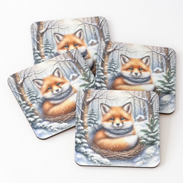Item preview, Cute Kit Fox in Winter Scarf designed and sold by SalonOfArt.