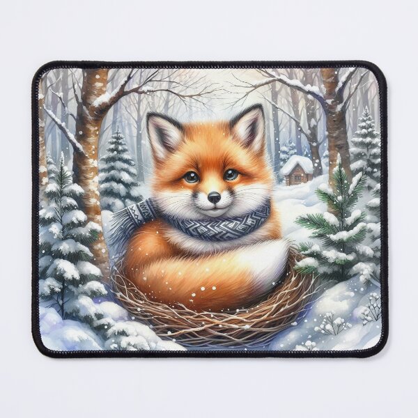 Item preview, Cute Kit Fox in Winter Scarf designed and sold by SalonOfArt.