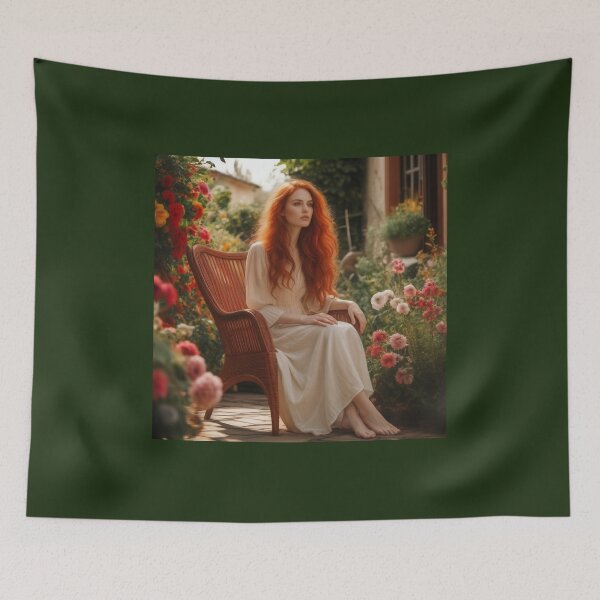 Item preview, Summer Solitude – Redhair Girl in a Blooming Garden designed and sold by UmSkelig834.