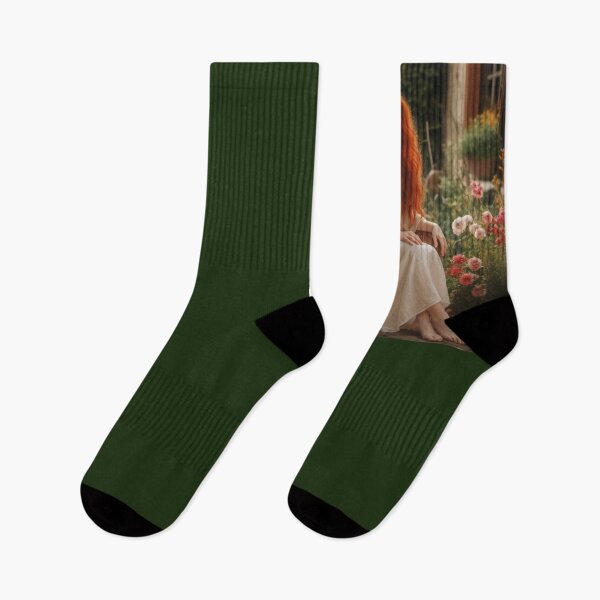 Item preview, Summer Solitude – Redhair Girl in a Blooming Garden designed and sold by UmSkelig834.