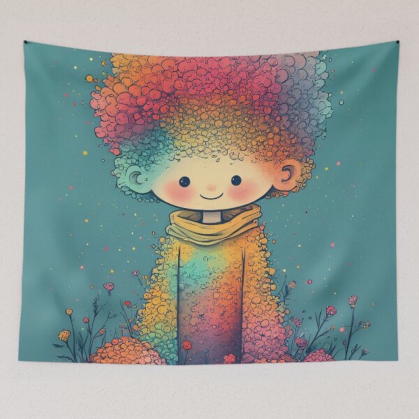 Item preview, Colorful child with vibrant hair and clothing designed and sold by Mianku | Für das Leben.