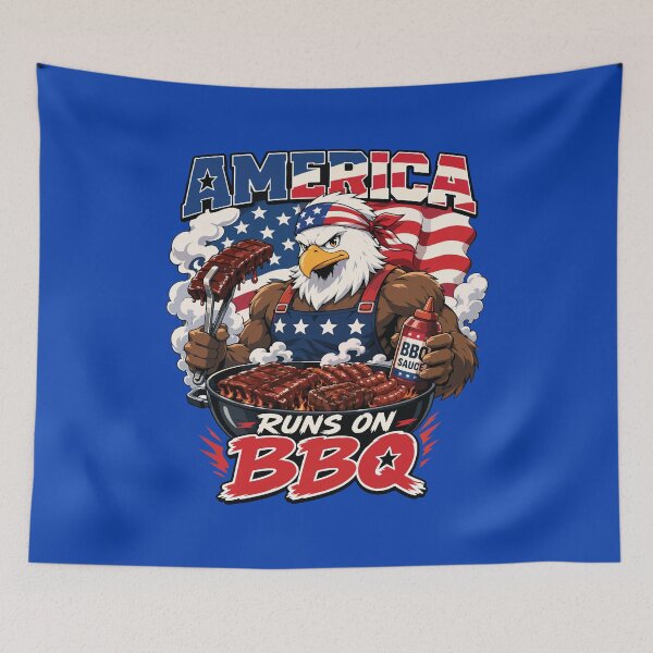 Item preview, America Runs On BBQ designed and sold by GhoulishGraphX.