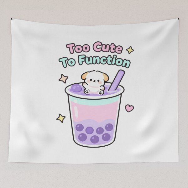 Item preview, Too Cute To Function Kawaii Boba Puppy Shirt designed and sold by GoldenPaw Society.